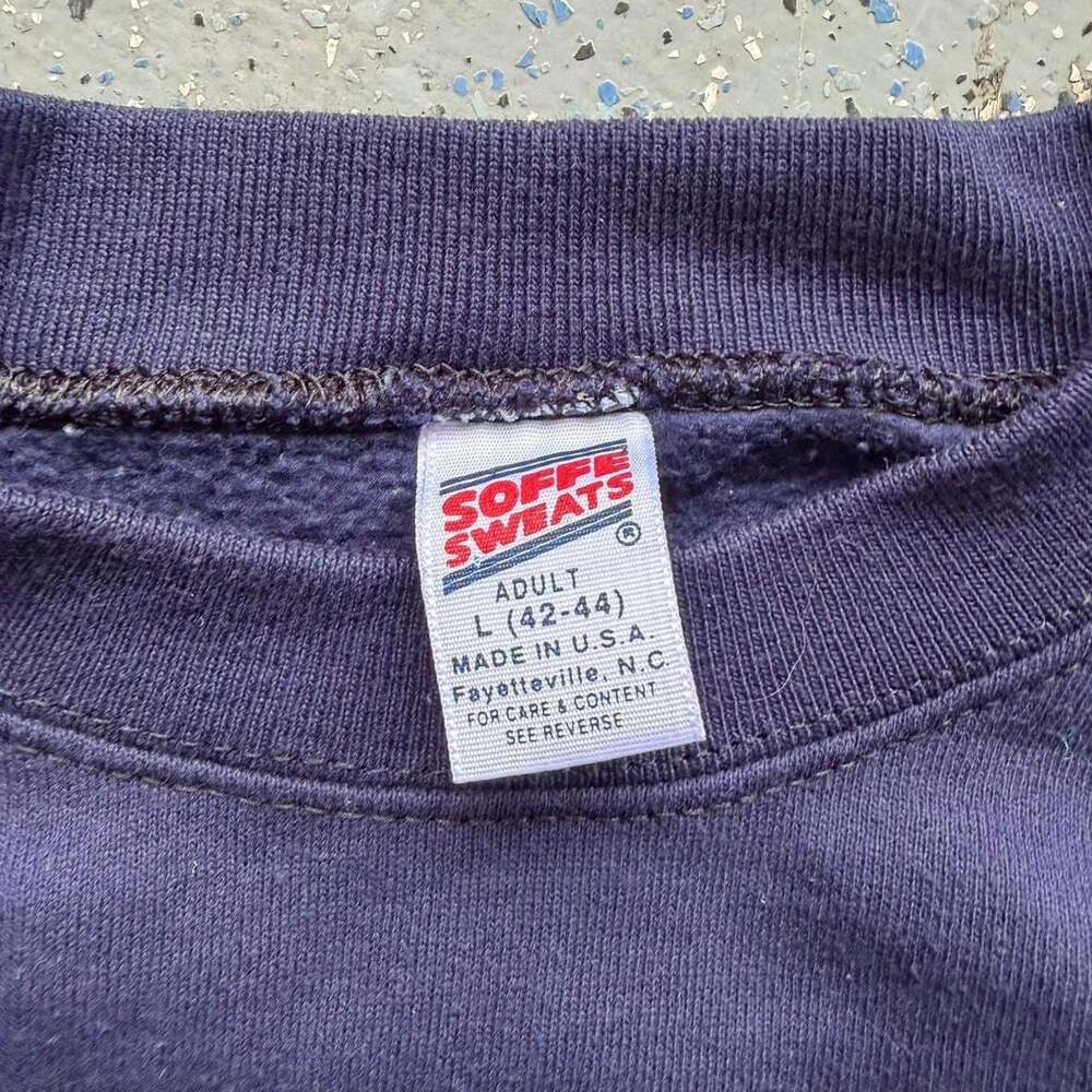 Vintage 80s Soffe Sweats Navy Blue Crewneck Sweatshirt - Large - Made in USA - Picture 3 of 8